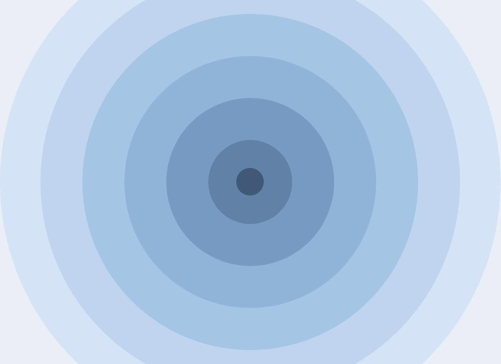 A series of radiating circles, going from deepest blue in the middle to lightest blue on the outermost layer.