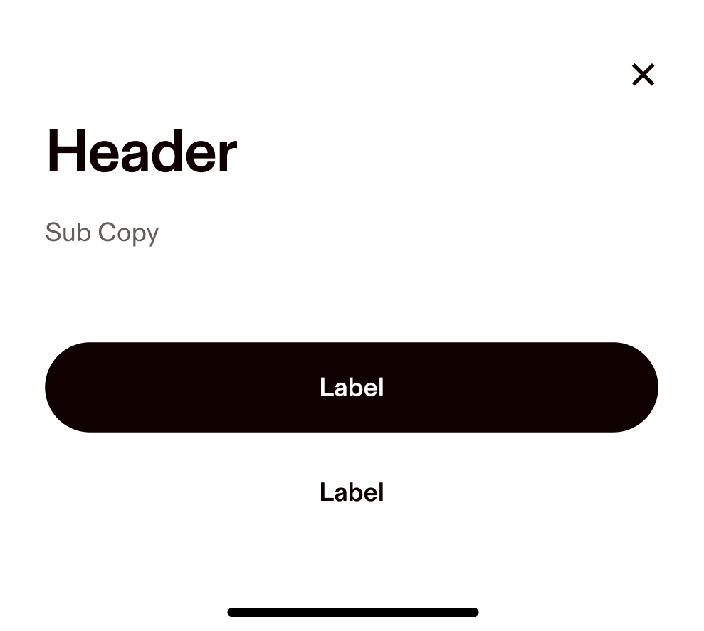 Sample sheet with heading, text, and two buttons