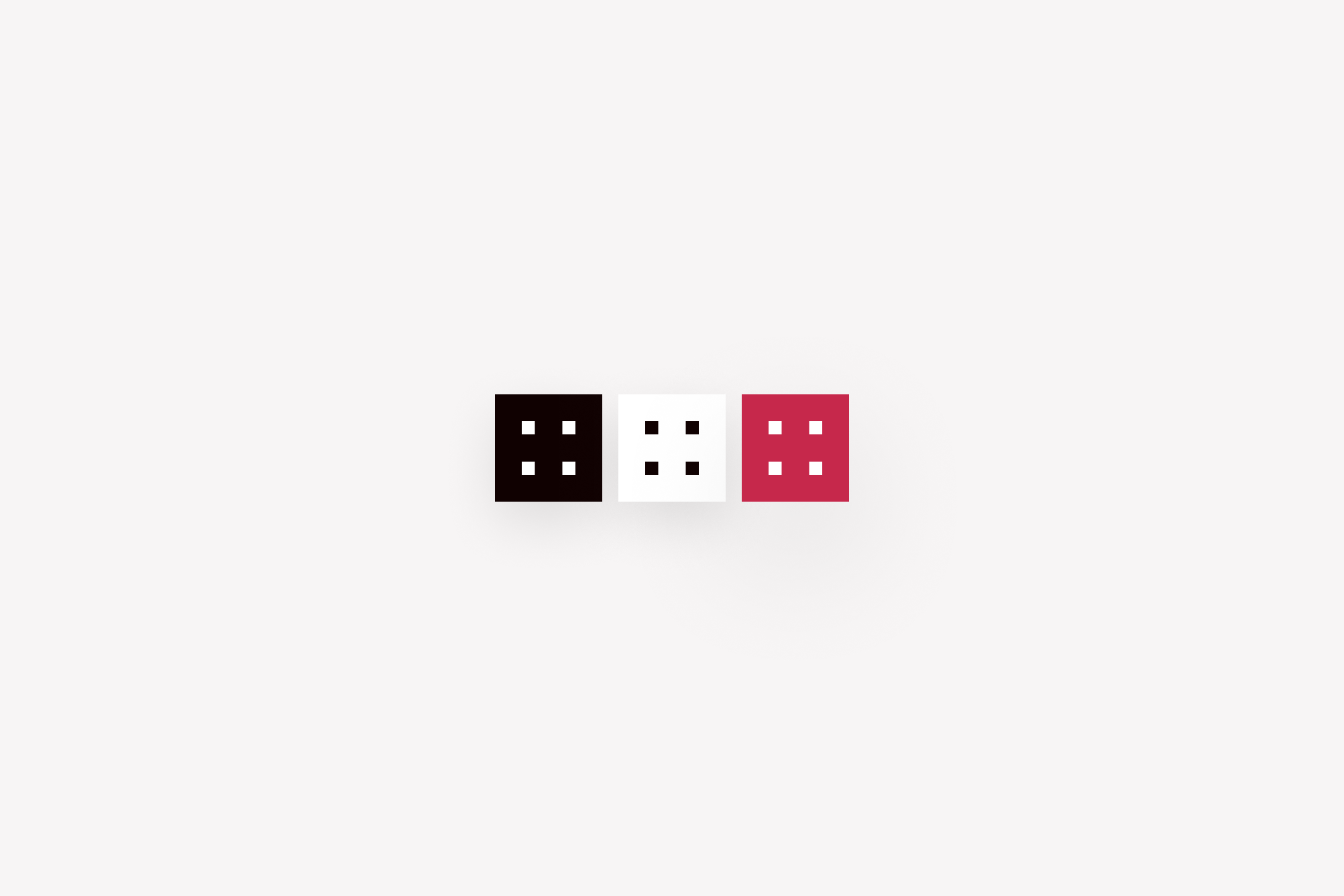 Three favicons, in black, white, and fuchsia. Favicons are 4 small squares white squares inside a large color square.