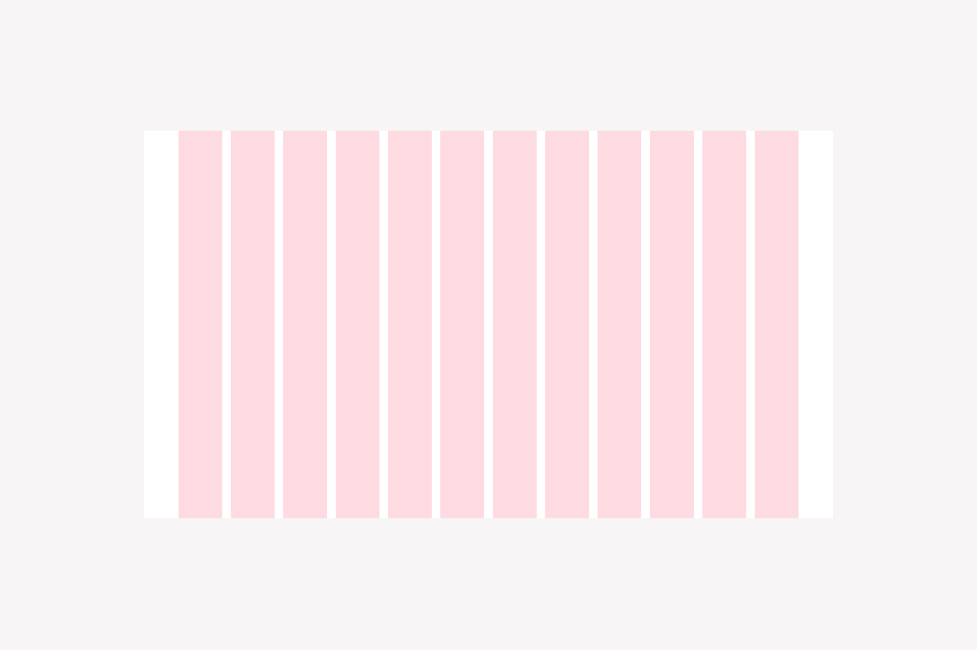 A light gray rectangle with light pink columns equally dividing the image to illustrate a grid system