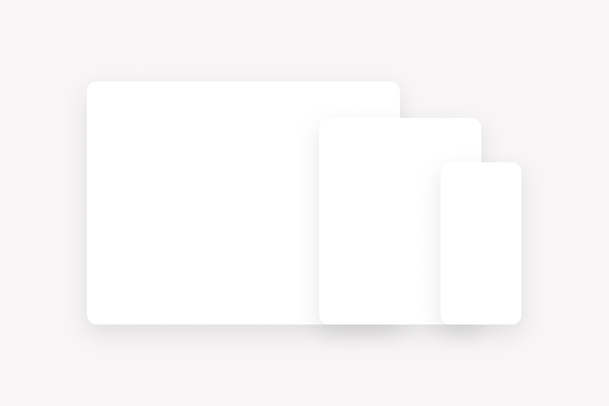 Three white outlines of devices: desktop, tablet, and mobile.