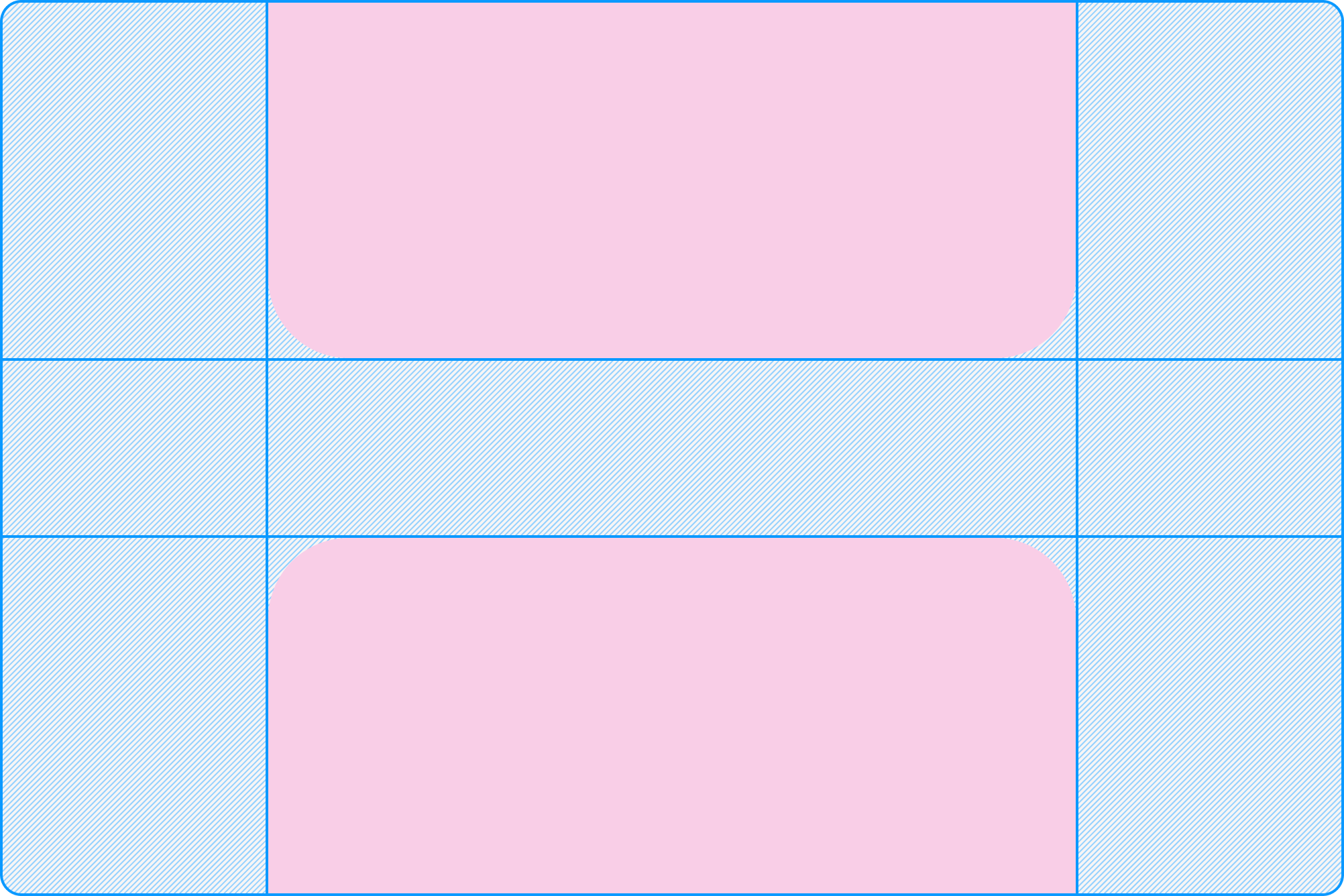 A light blue rectangle with a light pink square in the middle. There are four lines radiating from the square, labeled with the specific pixel measurements.