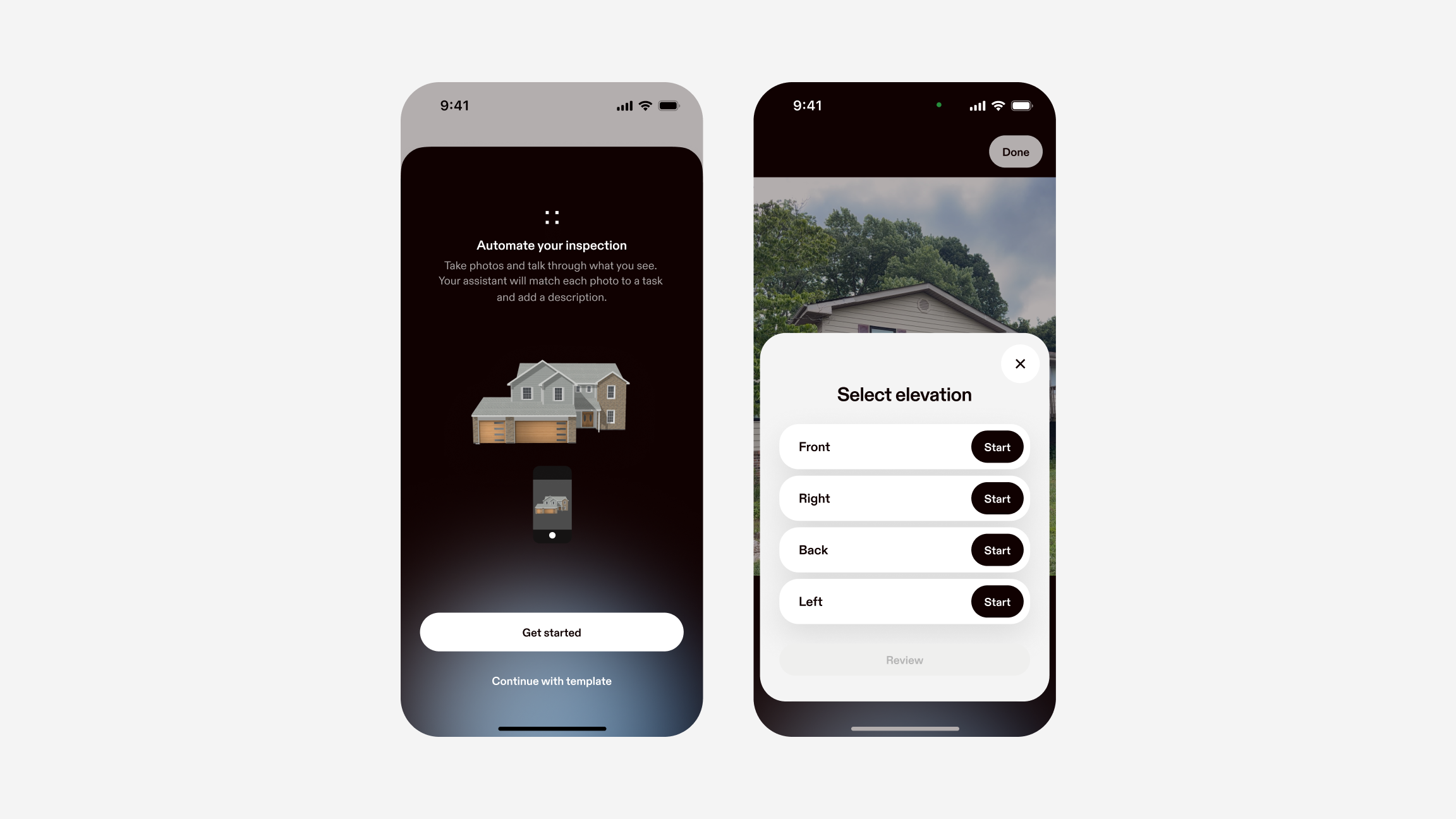 A look at our initial scan agent designs, featuring cards in dark gray with a lighter beam of light behind the bottom button.