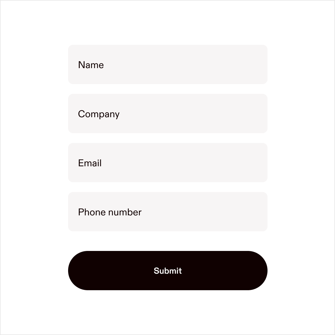 Sample form showing editable fields